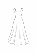 The Rosebud Dress - straight neckline with thick straps illustration
