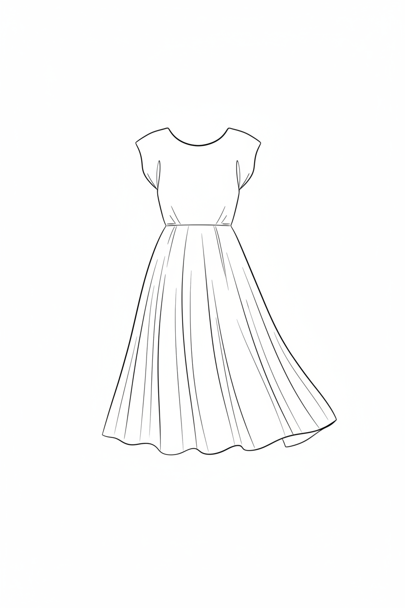 Internship Midi Dress - sleeveless, relaxed fit, pleated midi skirt illustration